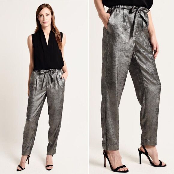 NEW Brochu Walker The Nives Paperbag Pant in Orbit Metallic Gunmetal Size XS - Picture 2 of 11